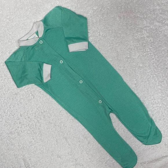 Vintage triplets green unisex snap polyester sleeper pajama size large - Picture 1 of 5